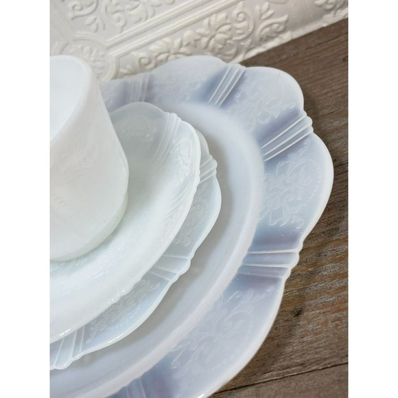 Vintage MacBeth Evans American Sweetheart Glass Monax Opalescent 4 pc Setting - Picture 5 of 15